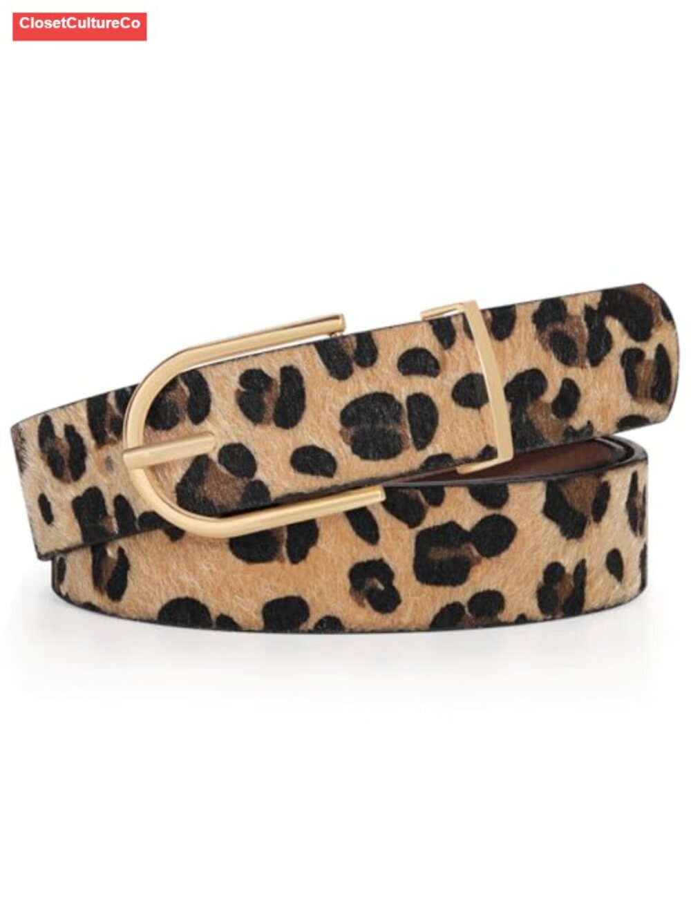 Women Faux Leather Chic Belt Gold Curved Pin Buckle for Jeans Pants Dresses